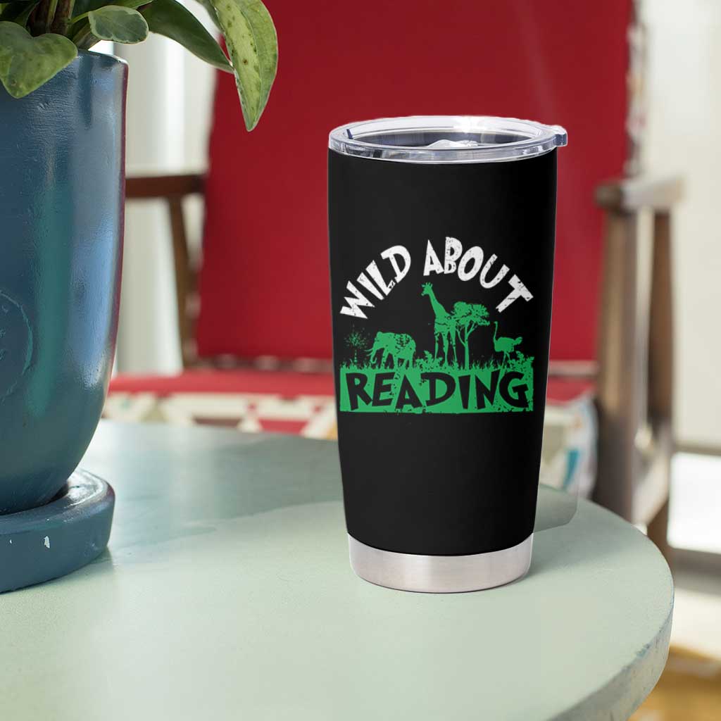 Wild About Reading Tumbler Cup Cute Safari Animal Reading Shirt Preschool Kindergarten
