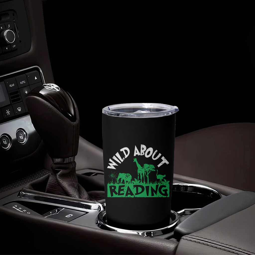 Wild About Reading Tumbler Cup Cute Safari Animal Reading Shirt Preschool Kindergarten