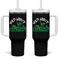 Wild About Reading Tumbler With Handle Cute Safari Animal Reading Shirt Preschool Kindergarten