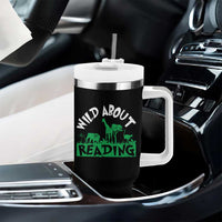 Wild About Reading Tumbler With Handle Cute Safari Animal Reading Shirt Preschool Kindergarten