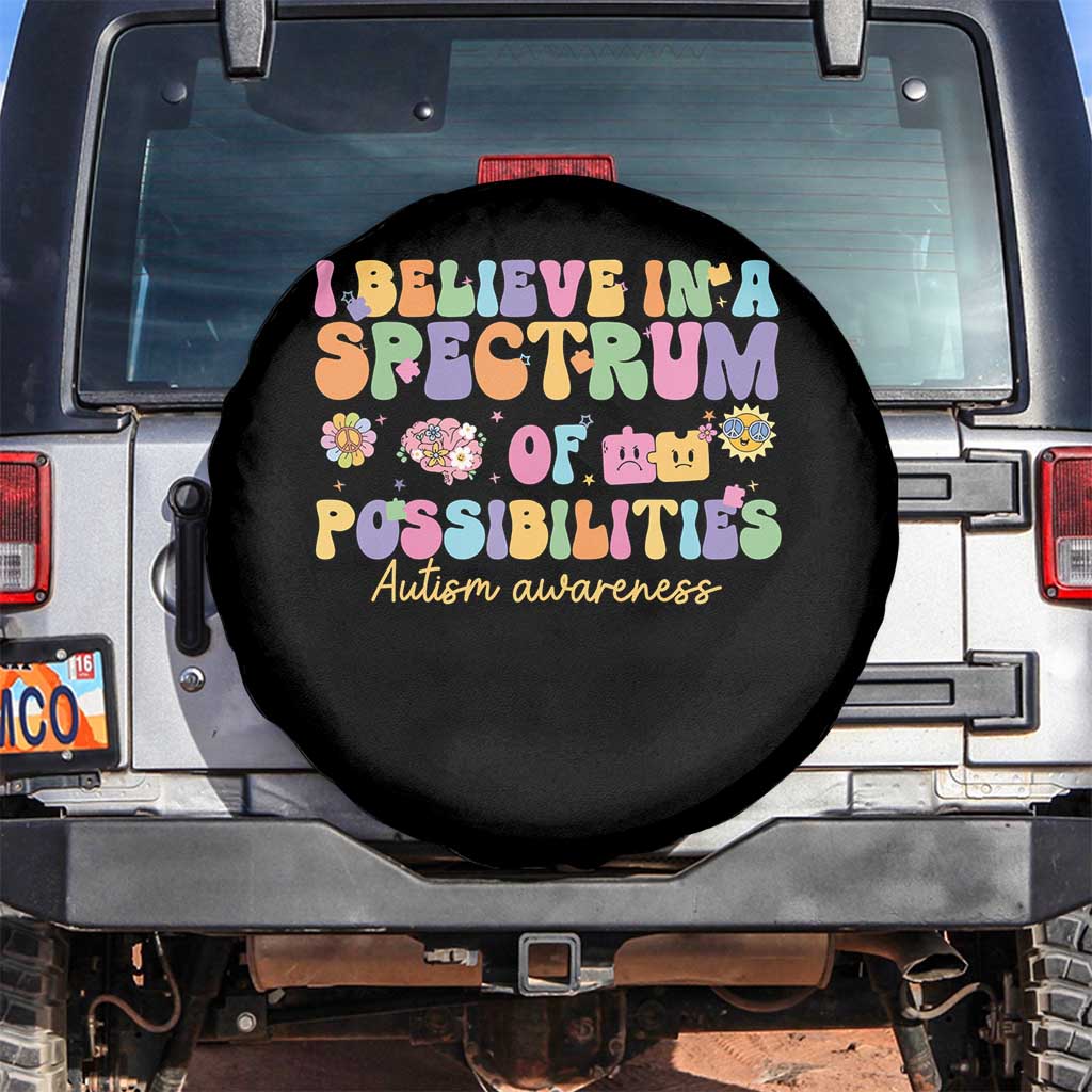 I Believe In A Spectrum Of Possibilities Autism awareness Spare Tire Cover Neurodiversity SPED Teacher Gift