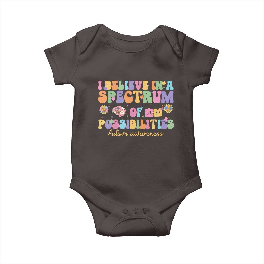 I Believe In A Spectrum Of Possibilities Autism awareness Baby Onesie Neurodiversity SPED Teacher Gift