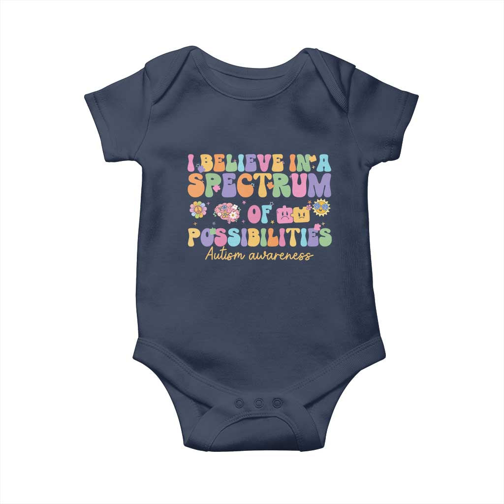 I Believe In A Spectrum Of Possibilities Autism awareness Baby Onesie Neurodiversity SPED Teacher Gift
