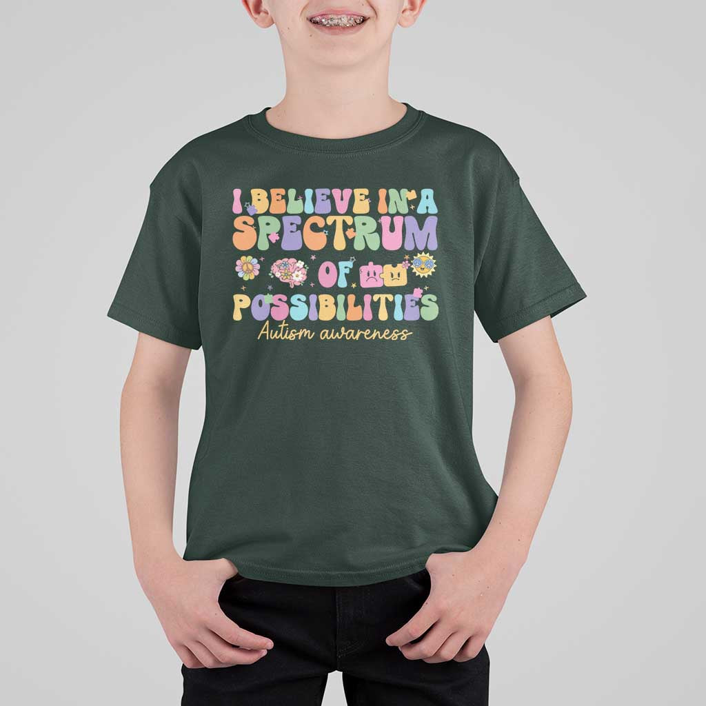I Believe In A Spectrum Of Possibilities Autism awareness T Shirt For Kid Neurodiversity SPED Teacher Gift