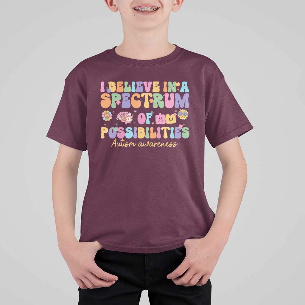 I Believe In A Spectrum Of Possibilities Autism awareness T Shirt For Kid Neurodiversity SPED Teacher Gift