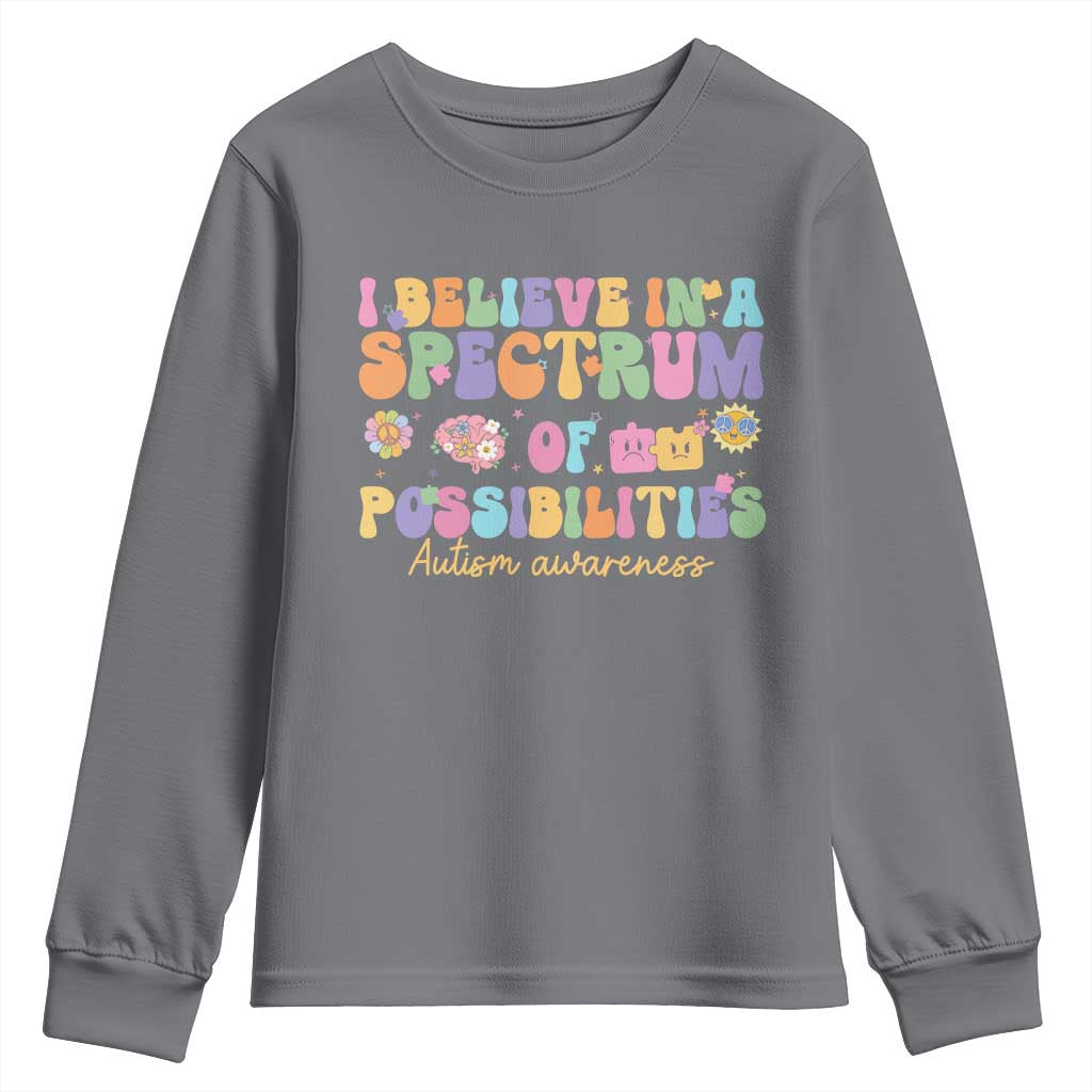 I Believe In A Spectrum Of Possibilities Autism awareness Youth Sweatshirt Neurodiversity SPED Teacher Gift
