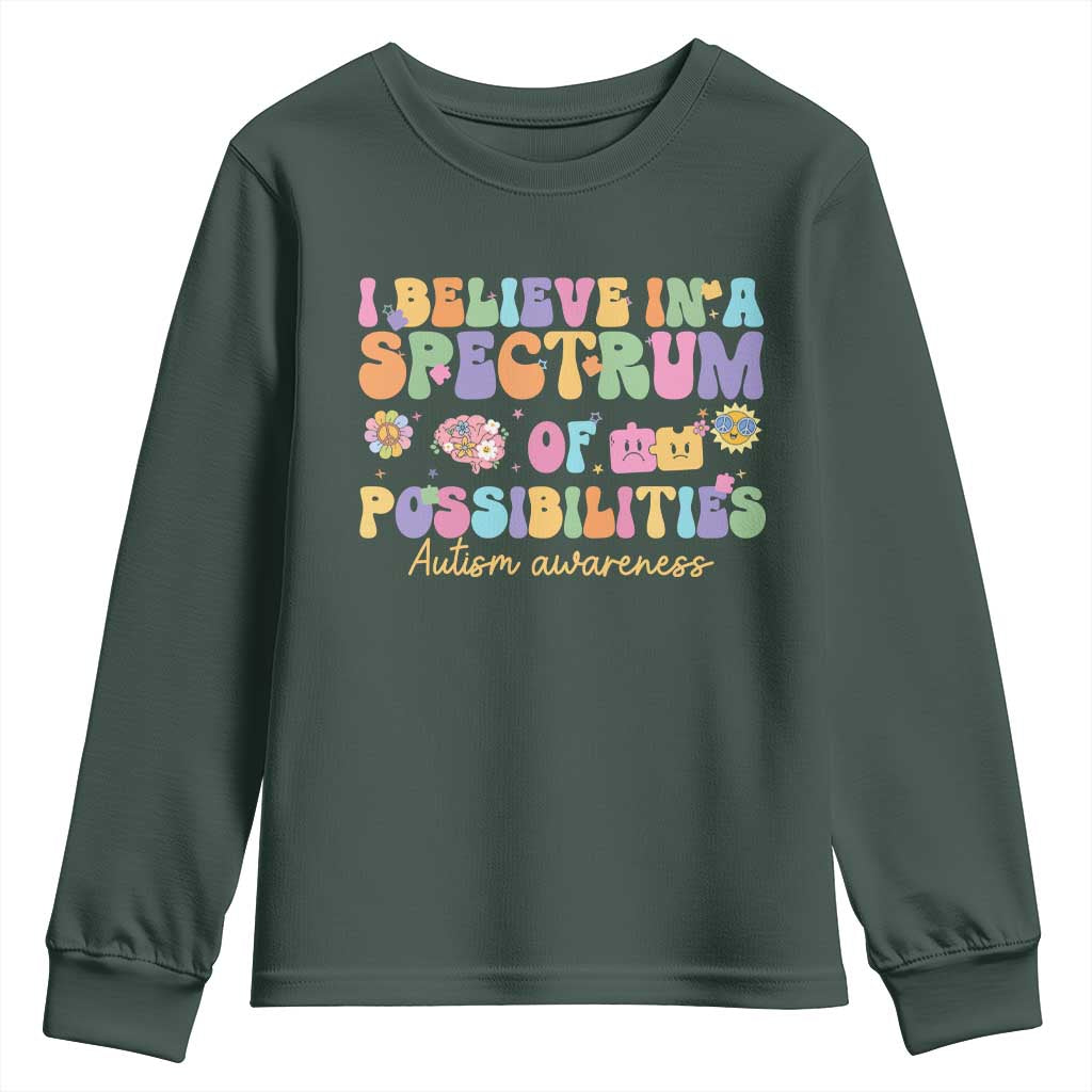 I Believe In A Spectrum Of Possibilities Autism awareness Youth Sweatshirt Neurodiversity SPED Teacher Gift