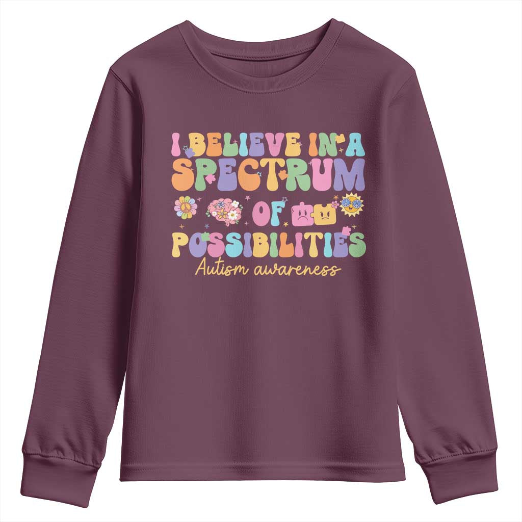 I Believe In A Spectrum Of Possibilities Autism awareness Youth Sweatshirt Neurodiversity SPED Teacher Gift
