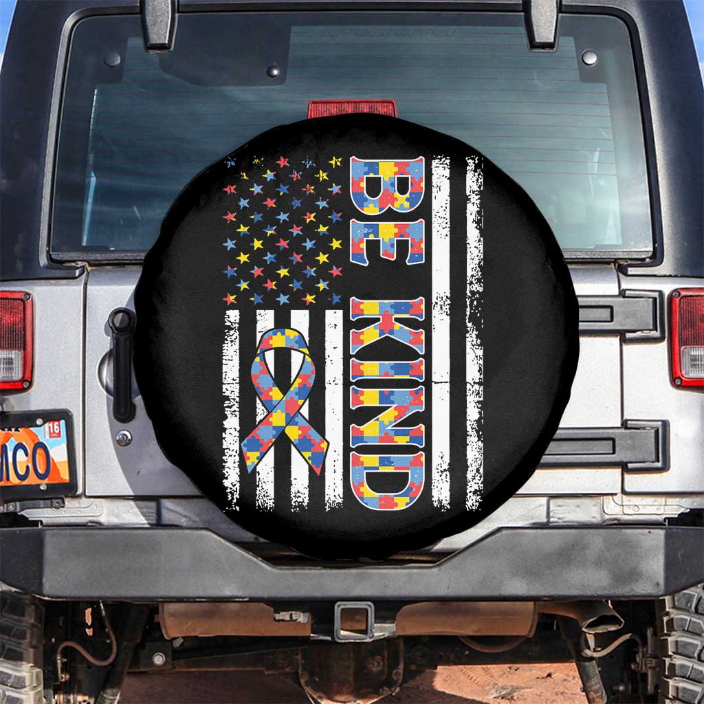 Be Kind Autism Spare Tire Cover USA flag Autistic Support