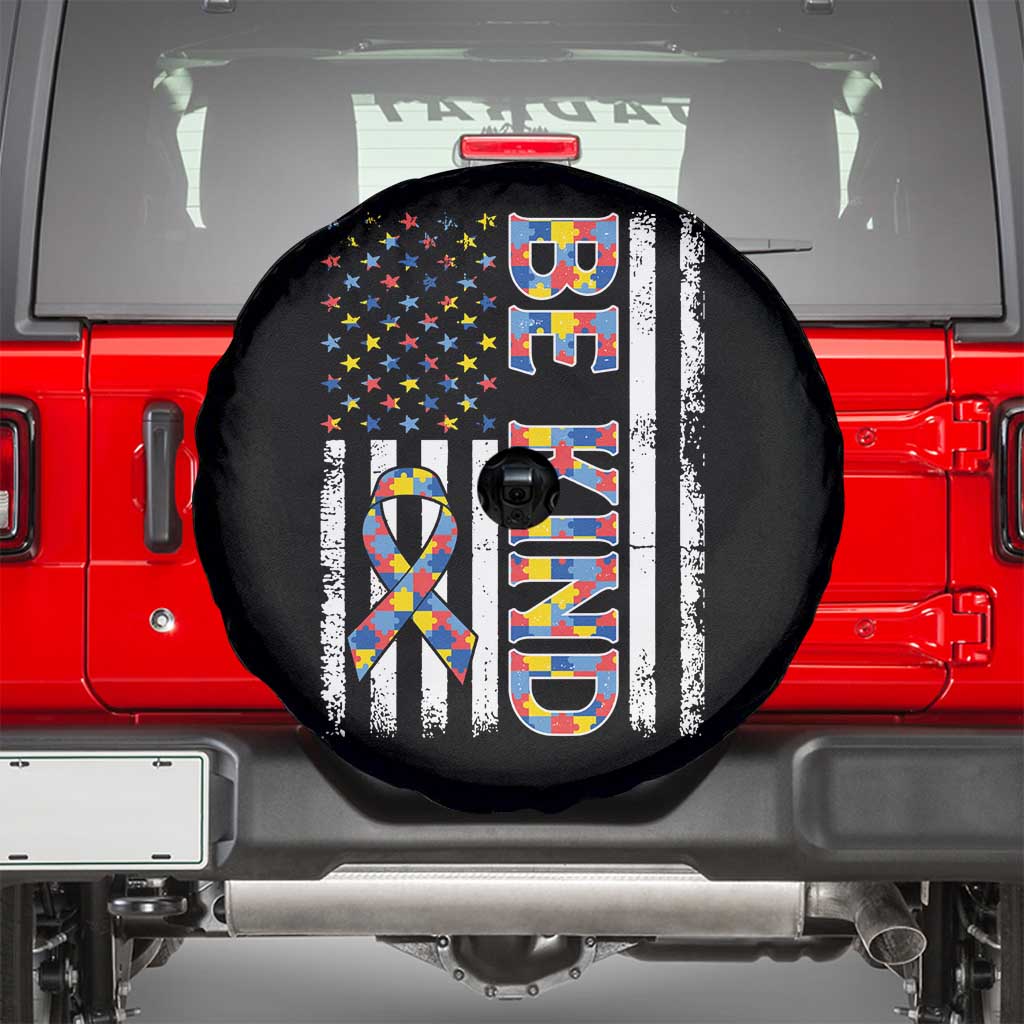 Be Kind Autism Spare Tire Cover USA flag Autistic Support