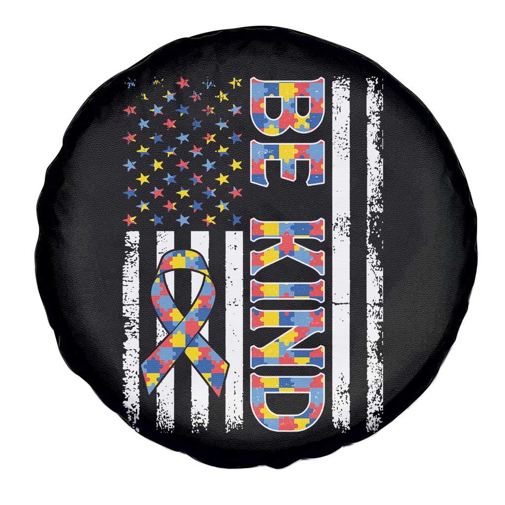 Be Kind Autism Spare Tire Cover USA flag Autistic Support