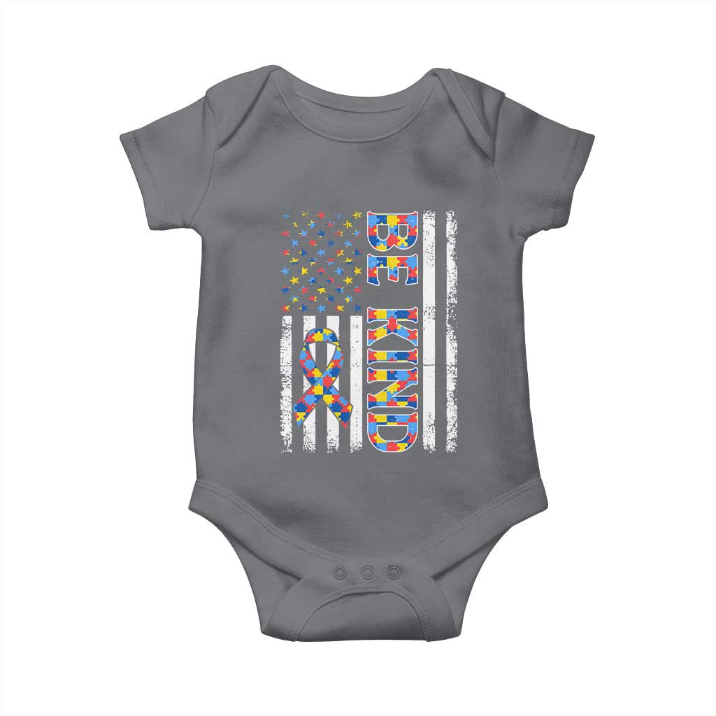 Be Kind Autism Baby Onesie USA flag Autistic Support