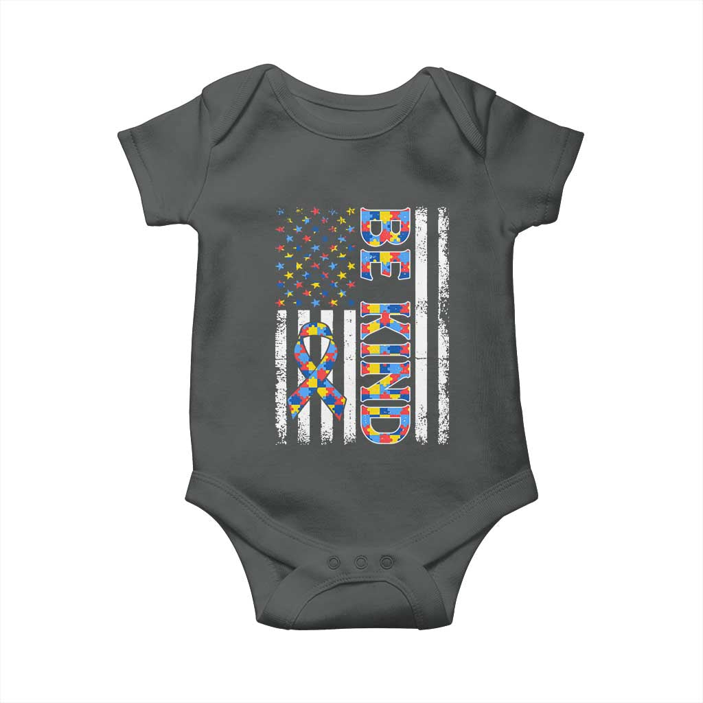 Be Kind Autism Baby Onesie USA flag Autistic Support