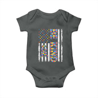 Be Kind Autism Baby Onesie USA flag Autistic Support