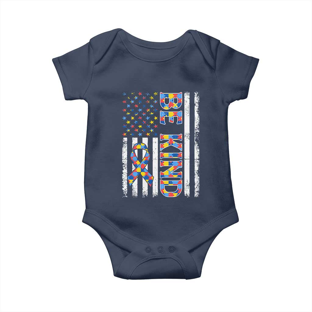 Be Kind Autism Baby Onesie USA flag Autistic Support