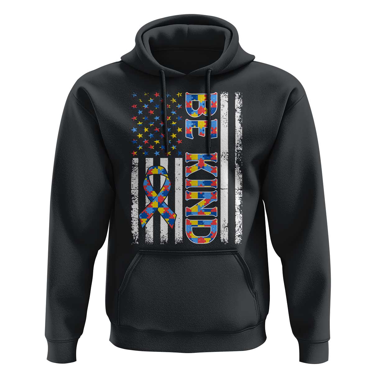Be Kind Autism Hoodie USA flag Autistic Support