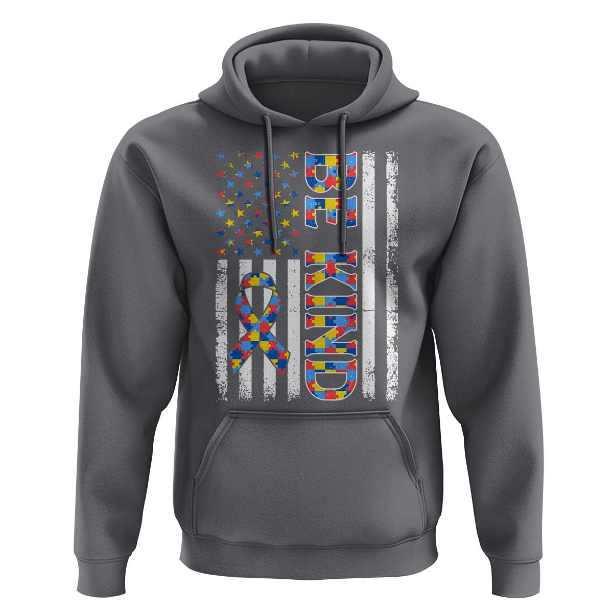 Be Kind Autism Hoodie USA flag Autistic Support