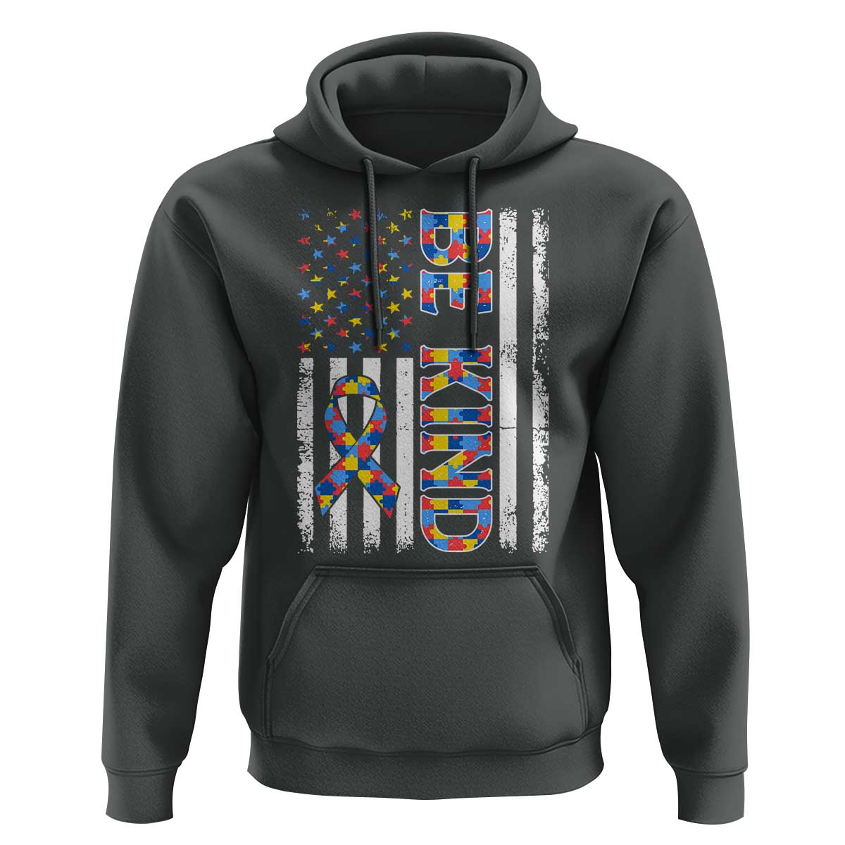 Be Kind Autism Hoodie USA flag Autistic Support