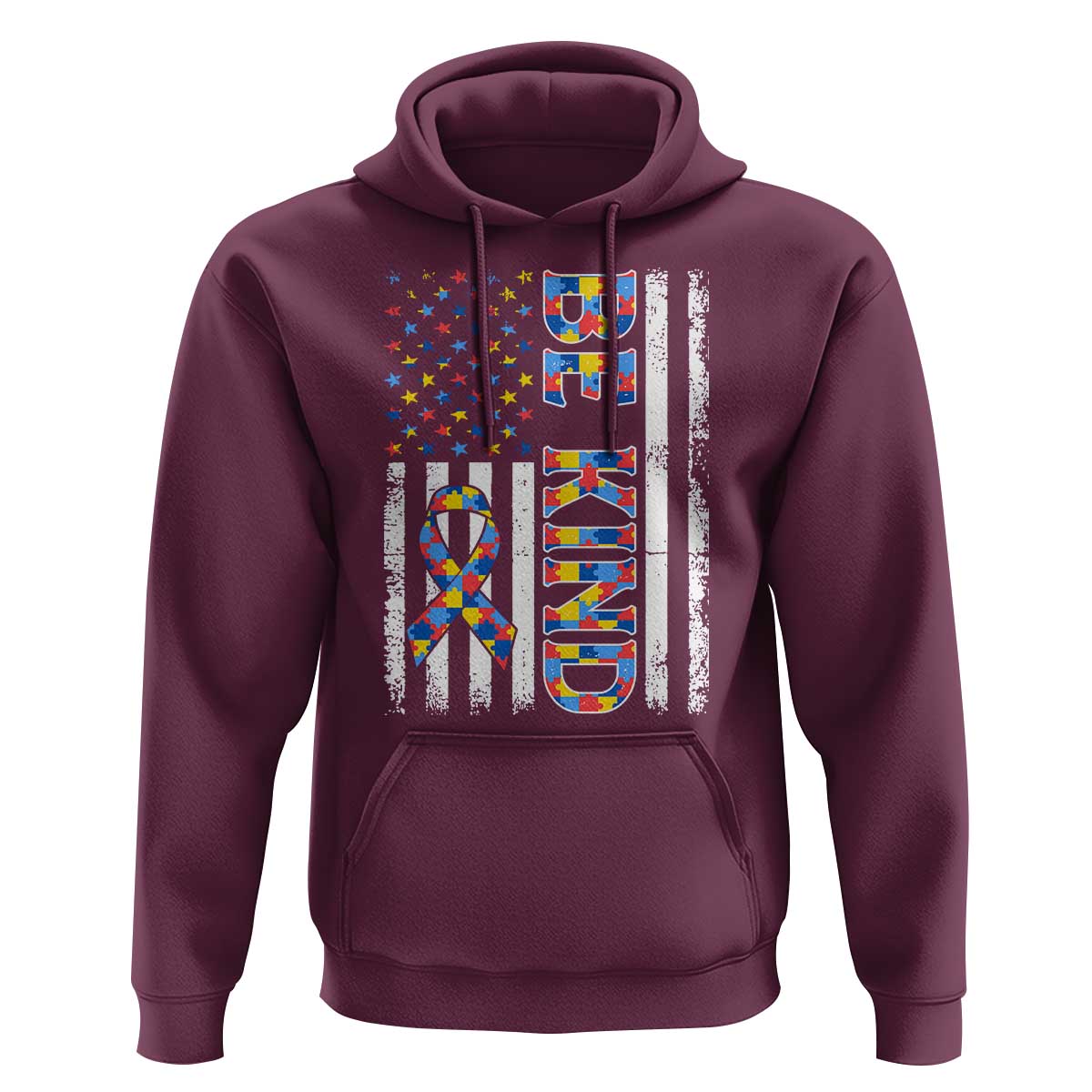 Be Kind Autism Hoodie USA flag Autistic Support