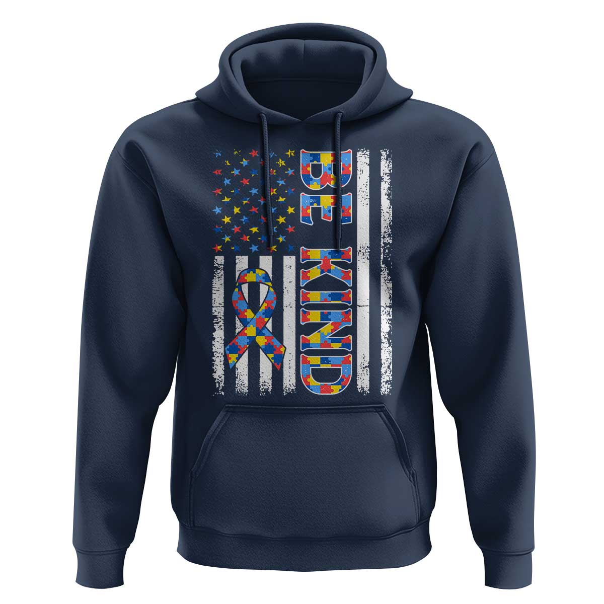 Be Kind Autism Hoodie USA flag Autistic Support