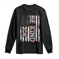 Be Kind Autism Long Sleeve Shirt USA flag Autistic Support