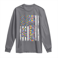 Be Kind Autism Long Sleeve Shirt USA flag Autistic Support