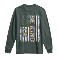 Be Kind Autism Long Sleeve Shirt USA flag Autistic Support