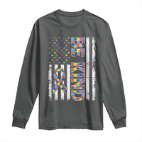 Be Kind Autism Long Sleeve Shirt USA flag Autistic Support