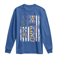 Be Kind Autism Long Sleeve Shirt USA flag Autistic Support
