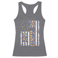 Be Kind Autism Racerback Tank Top USA flag Autistic Support