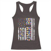 Be Kind Autism Racerback Tank Top USA flag Autistic Support