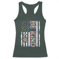 Be Kind Autism Racerback Tank Top USA flag Autistic Support
