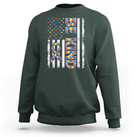 Be Kind Autism Sweatshirt USA flag Autistic Support