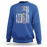 Be Kind Autism Sweatshirt USA flag Autistic Support