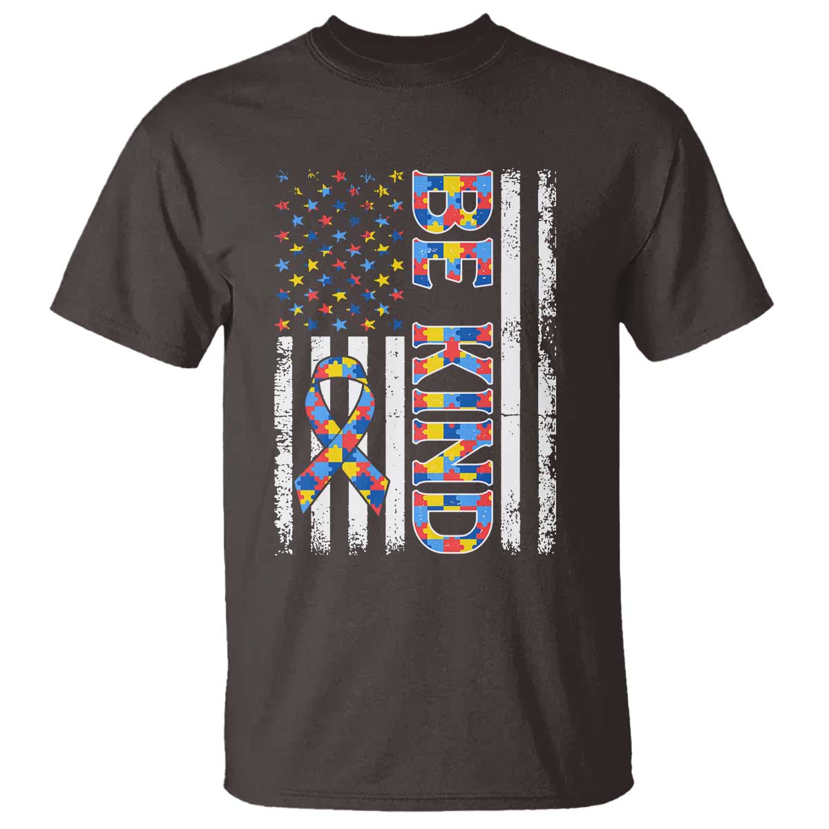 Be Kind Autism T Shirt USA flag Autistic Support
