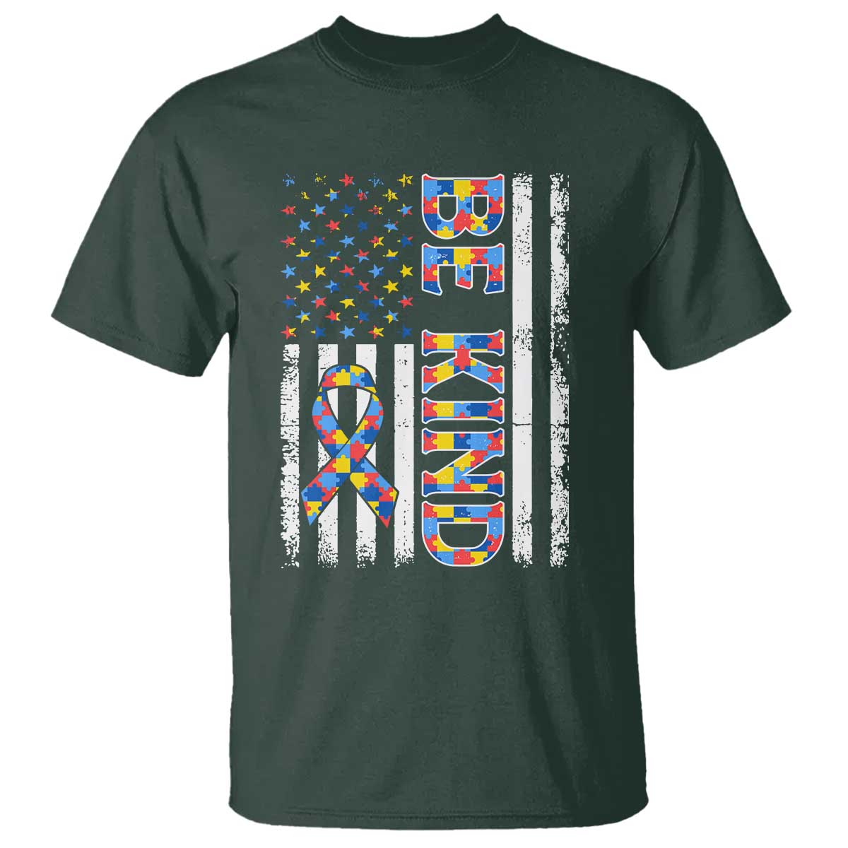 Be Kind Autism T Shirt USA flag Autistic Support