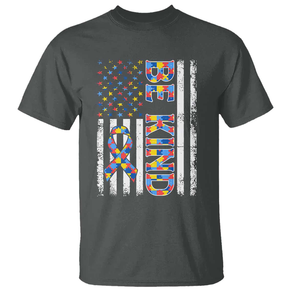 Be Kind Autism T Shirt USA flag Autistic Support