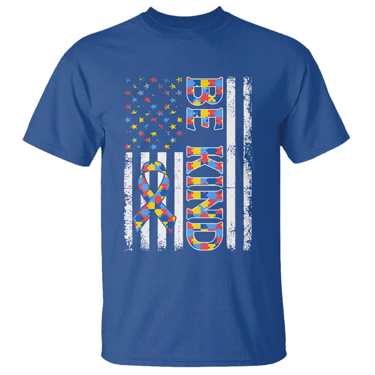 Be Kind Autism T Shirt USA flag Autistic Support