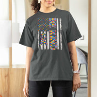 Be Kind Autism T Shirt For Women USA flag Autistic Support