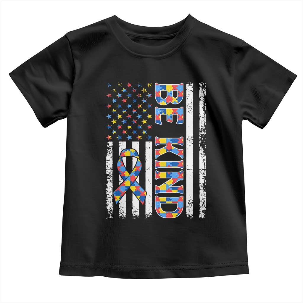 Be Kind Autism Toddler T Shirt USA flag Autistic Support
