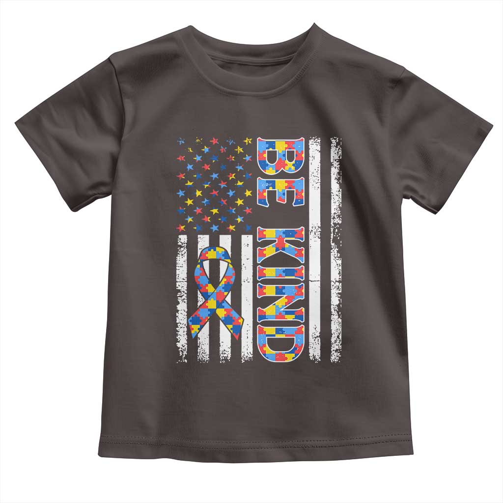 Be Kind Autism Toddler T Shirt USA flag Autistic Support