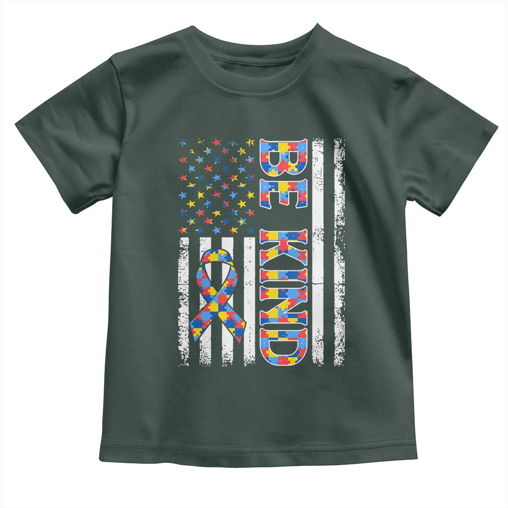 Be Kind Autism Toddler T Shirt USA flag Autistic Support