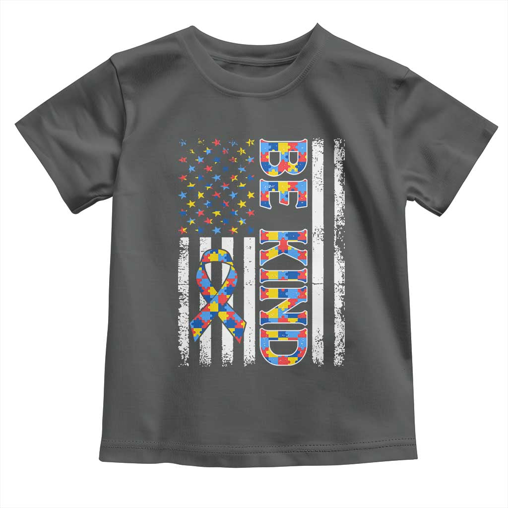 Be Kind Autism Toddler T Shirt USA flag Autistic Support