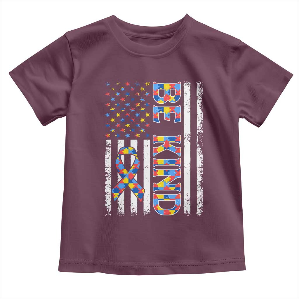 Be Kind Autism Toddler T Shirt USA flag Autistic Support