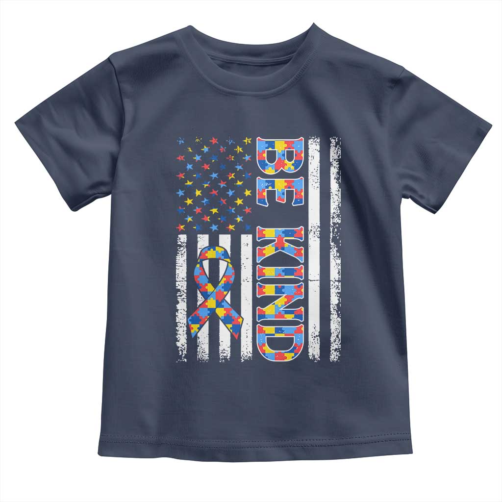 Be Kind Autism Toddler T Shirt USA flag Autistic Support