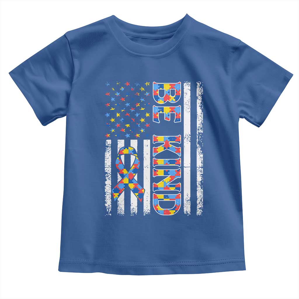 Be Kind Autism Toddler T Shirt USA flag Autistic Support