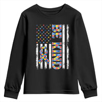 Be Kind Autism Youth Sweatshirt USA flag Autistic Support
