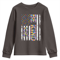 Be Kind Autism Youth Sweatshirt USA flag Autistic Support
