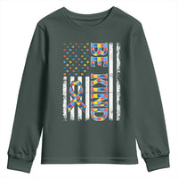 Be Kind Autism Youth Sweatshirt USA flag Autistic Support