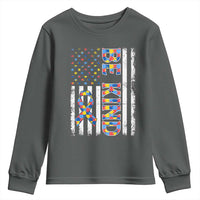Be Kind Autism Youth Sweatshirt USA flag Autistic Support